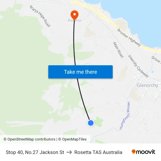 Stop 40, No.27 Jackson St to Rosetta TAS Australia map