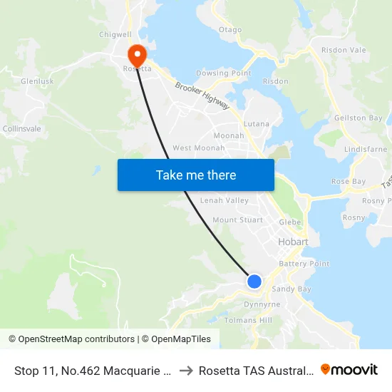 Stop 11, No.462 Macquarie St to Rosetta TAS Australia map
