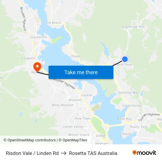 Risdon Vale / Linden Rd to Rosetta TAS Australia map