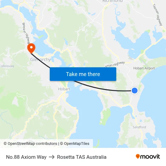 No.88 Axiom Way to Rosetta TAS Australia map