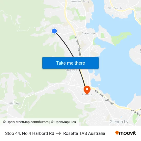 Stop 44, No.4 Harbord Rd to Rosetta TAS Australia map