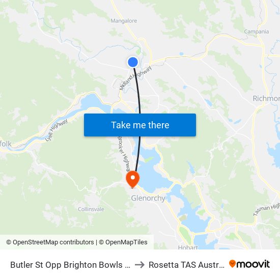 Butler St Opp Brighton Bowls Club to Rosetta TAS Australia map