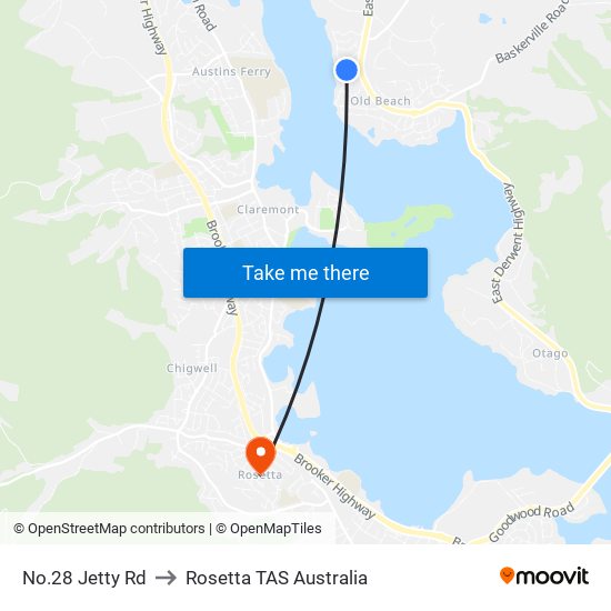 No.28 Jetty Rd to Rosetta TAS Australia map