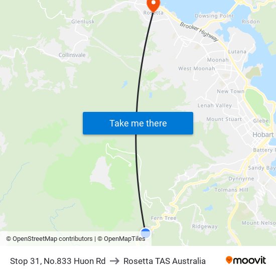 Stop 31, No.833 Huon Rd to Rosetta TAS Australia map