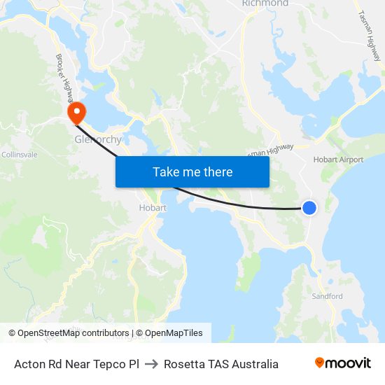 Acton Rd Near Tepco Pl to Rosetta TAS Australia map