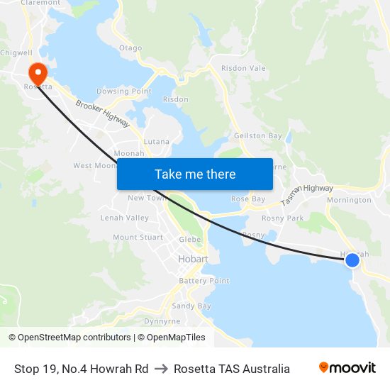 Stop 19, No.4 Howrah Rd to Rosetta TAS Australia map