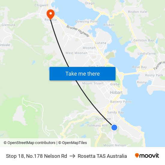 Stop 18, No.178 Nelson Rd to Rosetta TAS Australia map