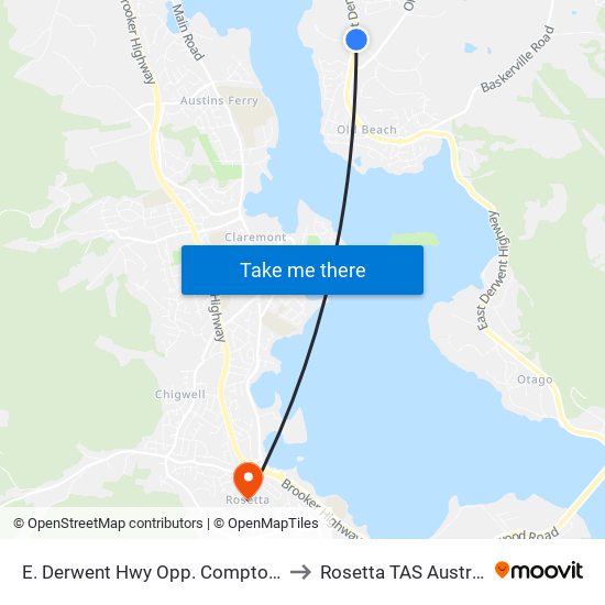 E. Derwent Hwy Opp. Compton Rd to Rosetta TAS Australia map