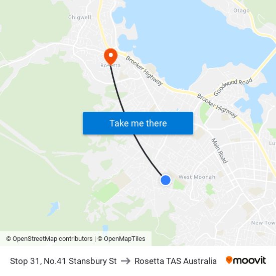 Stop 31, No.41 Stansbury St to Rosetta TAS Australia map