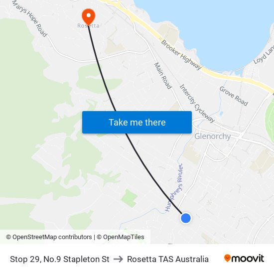 Stop 29, No.9 Stapleton St to Rosetta TAS Australia map