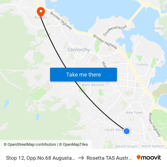 Stop 12, Opp.No.68 Augusta Rd to Rosetta TAS Australia map