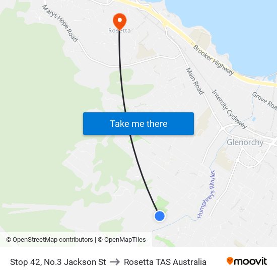 Stop 42, No.3 Jackson St to Rosetta TAS Australia map