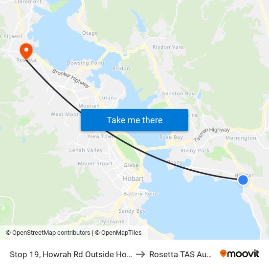 Stop 19, Howrah Rd Outside Howrah Ps to Rosetta TAS Australia map