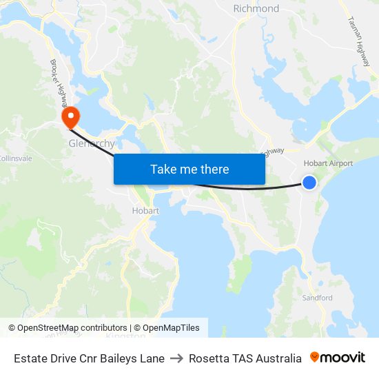 Estate Drive Cnr Baileys Lane to Rosetta TAS Australia map