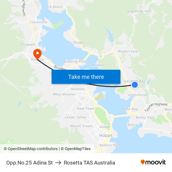 Opp.No.25 Adina St to Rosetta TAS Australia map