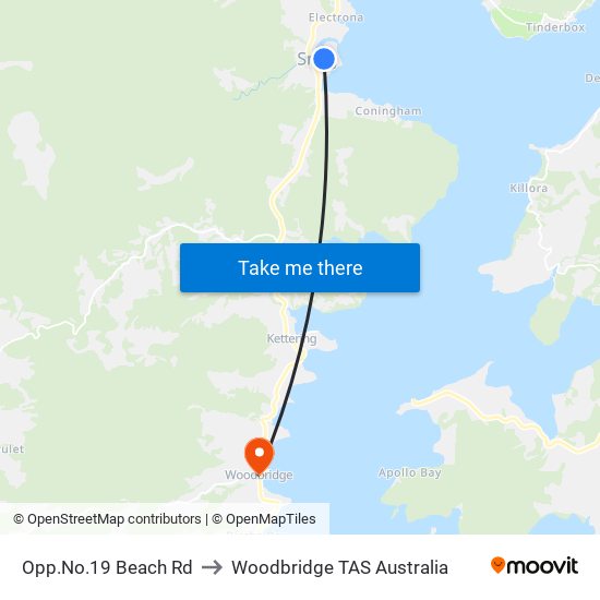 Opp.No.19 Beach Rd to Woodbridge TAS Australia map