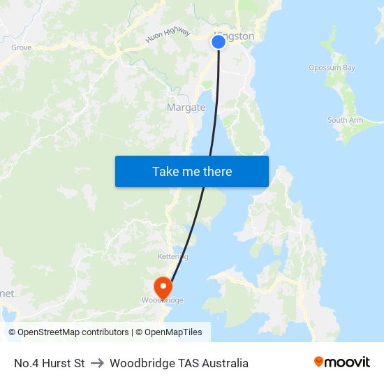 No.4 Hurst St to Woodbridge TAS Australia map