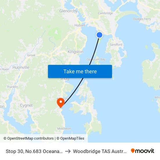 Stop 30, No.683 Oceana Dr to Woodbridge TAS Australia map