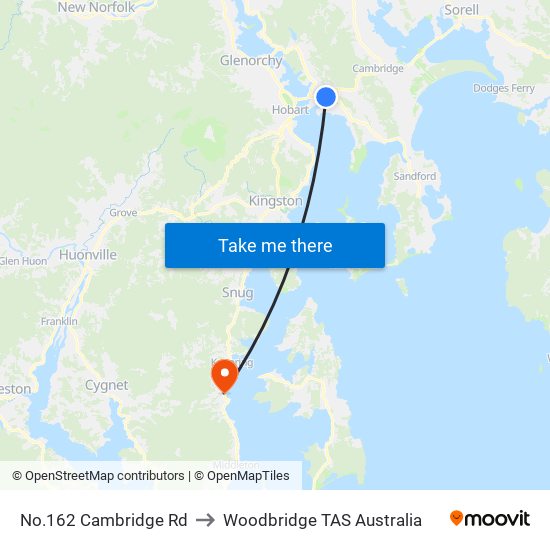 No.162 Cambridge Rd to Woodbridge TAS Australia map