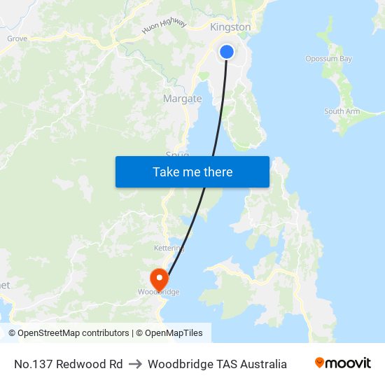 No.137 Redwood Rd to Woodbridge TAS Australia map