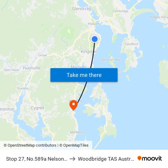 Stop 27, No.589a Nelson Rd to Woodbridge TAS Australia map