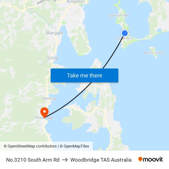 No.3210 South Arm Rd to Woodbridge TAS Australia map