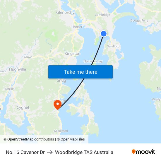 No.16 Cavenor Dr to Woodbridge TAS Australia map