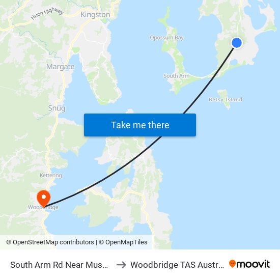 South Arm Rd Near Musk Rd to Woodbridge TAS Australia map