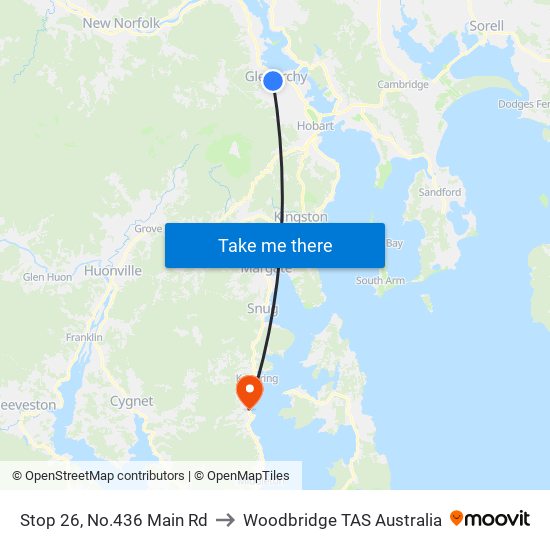 Stop 26, No.436 Main Rd to Woodbridge TAS Australia map