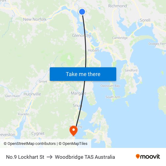 No.9 Lockhart St to Woodbridge TAS Australia map