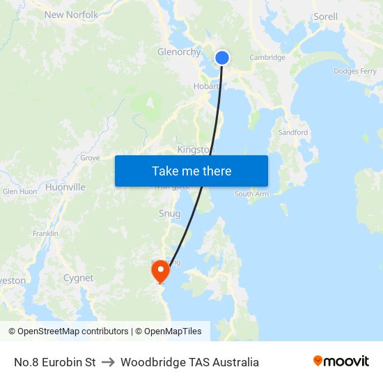 No.8 Eurobin St to Woodbridge TAS Australia map