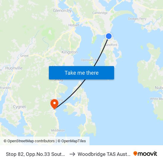 Stop 82, Opp.No.33 South Tce to Woodbridge TAS Australia map