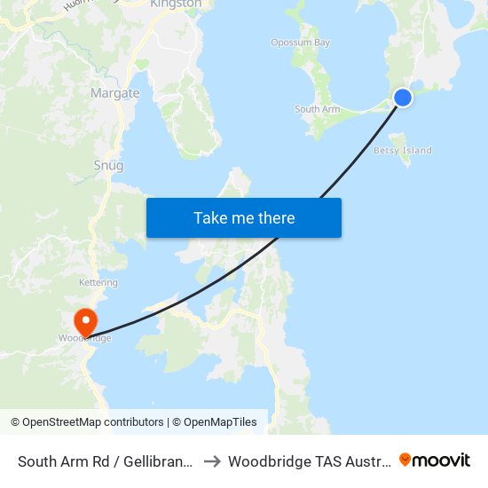 South Arm Rd / Gellibrand Dr to Woodbridge TAS Australia map