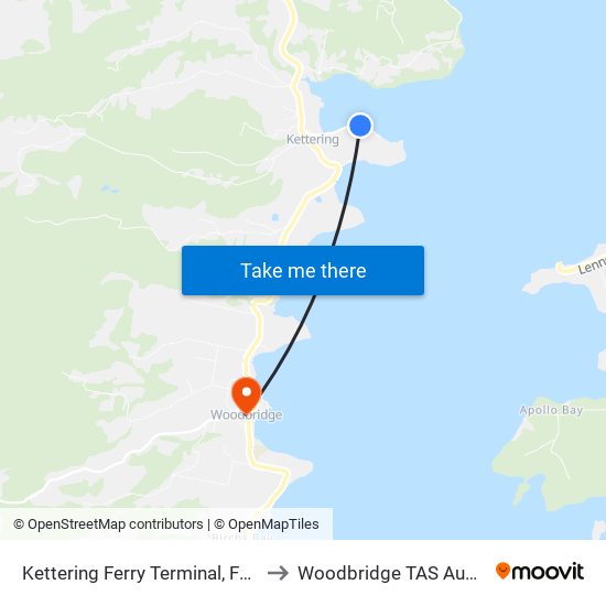 Kettering Ferry Terminal, Ferry Rd to Woodbridge TAS Australia map