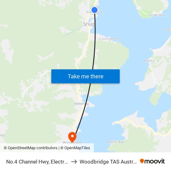 No.4 Channel Hwy, Electrona to Woodbridge TAS Australia map