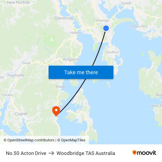 No.50 Acton Drive to Woodbridge TAS Australia map