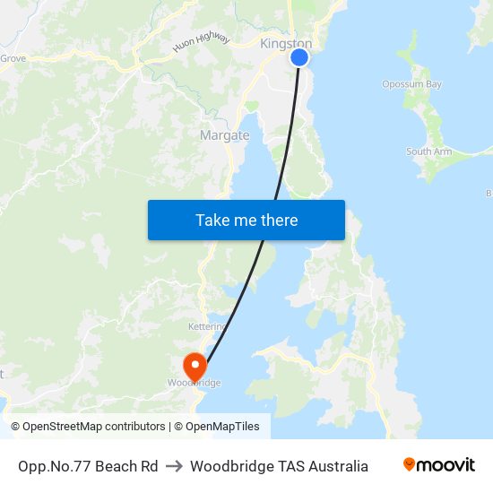 Opp.No.77 Beach Rd to Woodbridge TAS Australia map