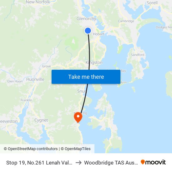 Stop 19, No.261 Lenah Valley Rd to Woodbridge TAS Australia map