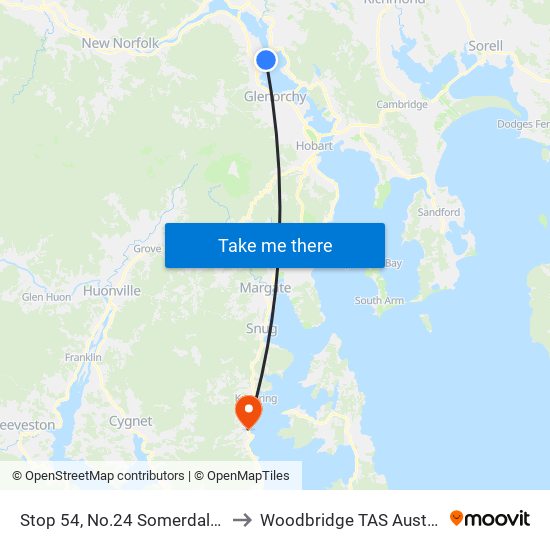 Stop 54, No.24 Somerdale Rd to Woodbridge TAS Australia map