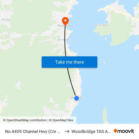 No.4409 Channel Hwy (Cnr Beach Rd) to Woodbridge TAS Australia map