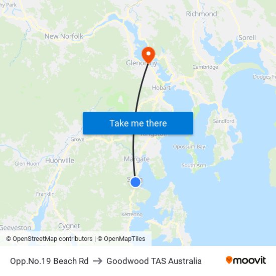 Opp.No.19 Beach Rd to Goodwood TAS Australia map