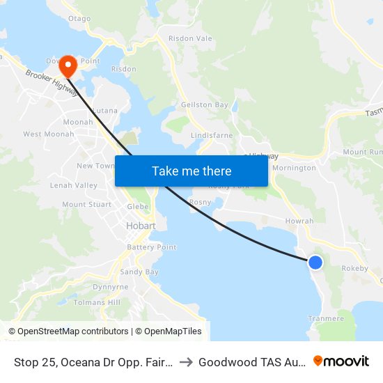 Stop 25, Oceana Dr Opp. Fairlisle Tce to Goodwood TAS Australia map