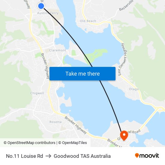 No.11 Louise Rd to Goodwood TAS Australia map