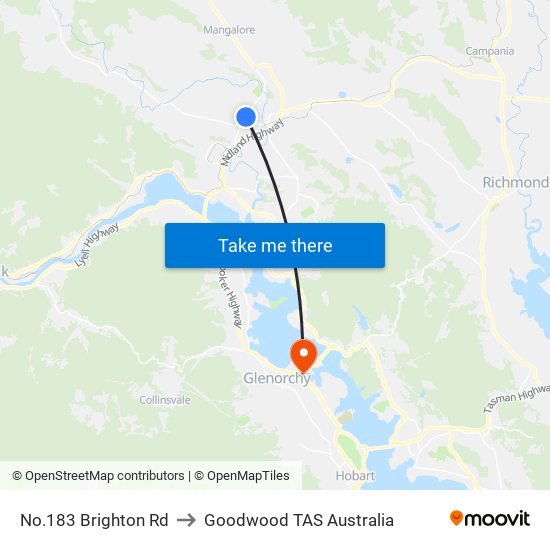 No.183 Brighton Rd to Goodwood TAS Australia map