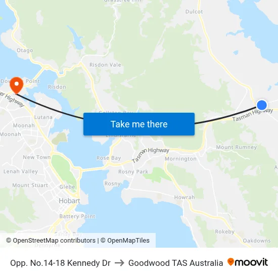 Opp. No.14-18 Kennedy Dr to Goodwood TAS Australia map