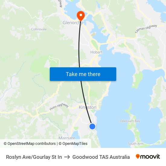 Roslyn Ave/Gourlay St In to Goodwood TAS Australia map