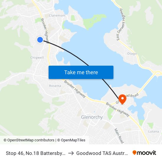 Stop 46, No.18 Battersby Dr to Goodwood TAS Australia map