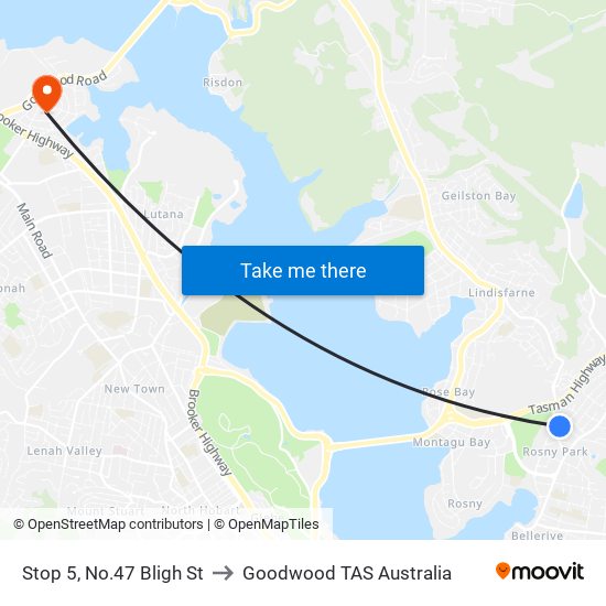 Stop 5, No.47 Bligh St to Goodwood TAS Australia map