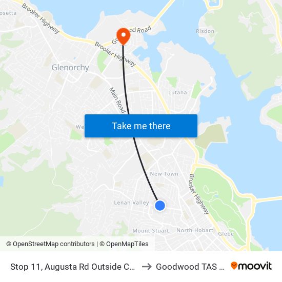 Stop 11, Augusta Rd Outside Calvary Hospital to Goodwood TAS Australia map