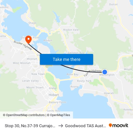 Stop 30, No.37-39 Currajong St to Goodwood TAS Australia map